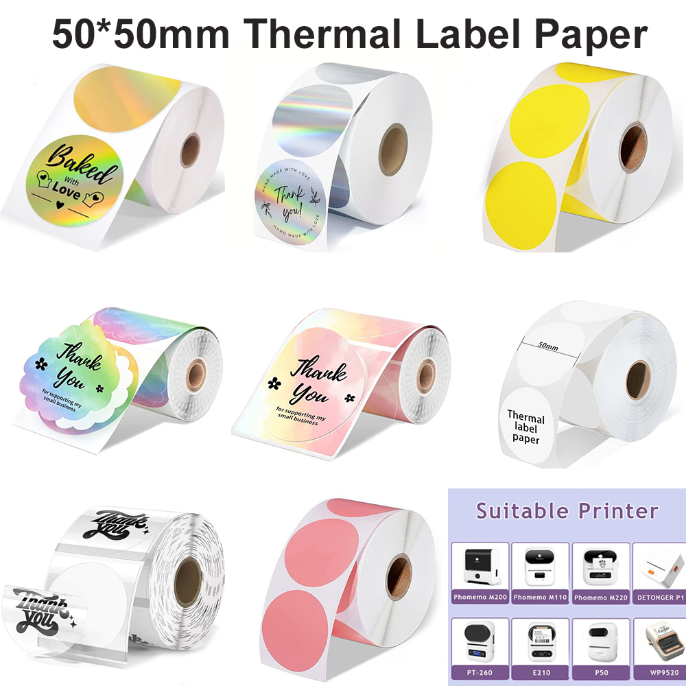 Commercial Label Printing Machine - 1 롤 원형 원형 감열지 50x50mm