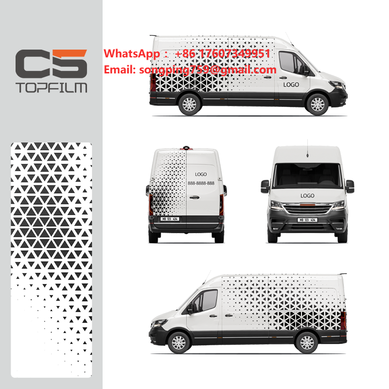 맞춤 인쇄 차량 랩핑 비닐 검정색 흰색 기하학 무늬 자 - Commercial Printing & Packaging Pvt Ltd 리뷰 및 가격